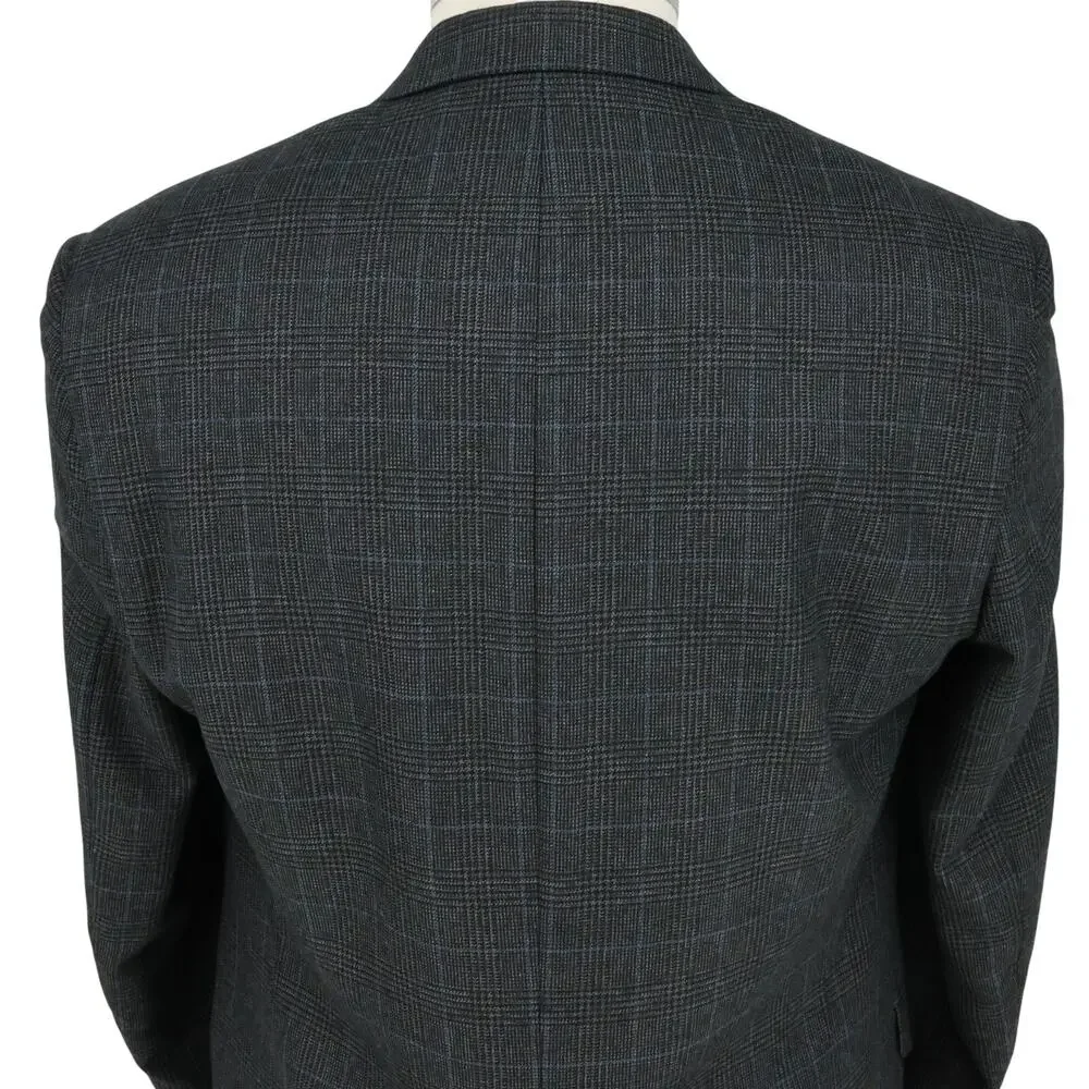 Lauren Ralph Lauren Sport Coat Mens 42L Dark Gray Glen Plaid Jacket Career